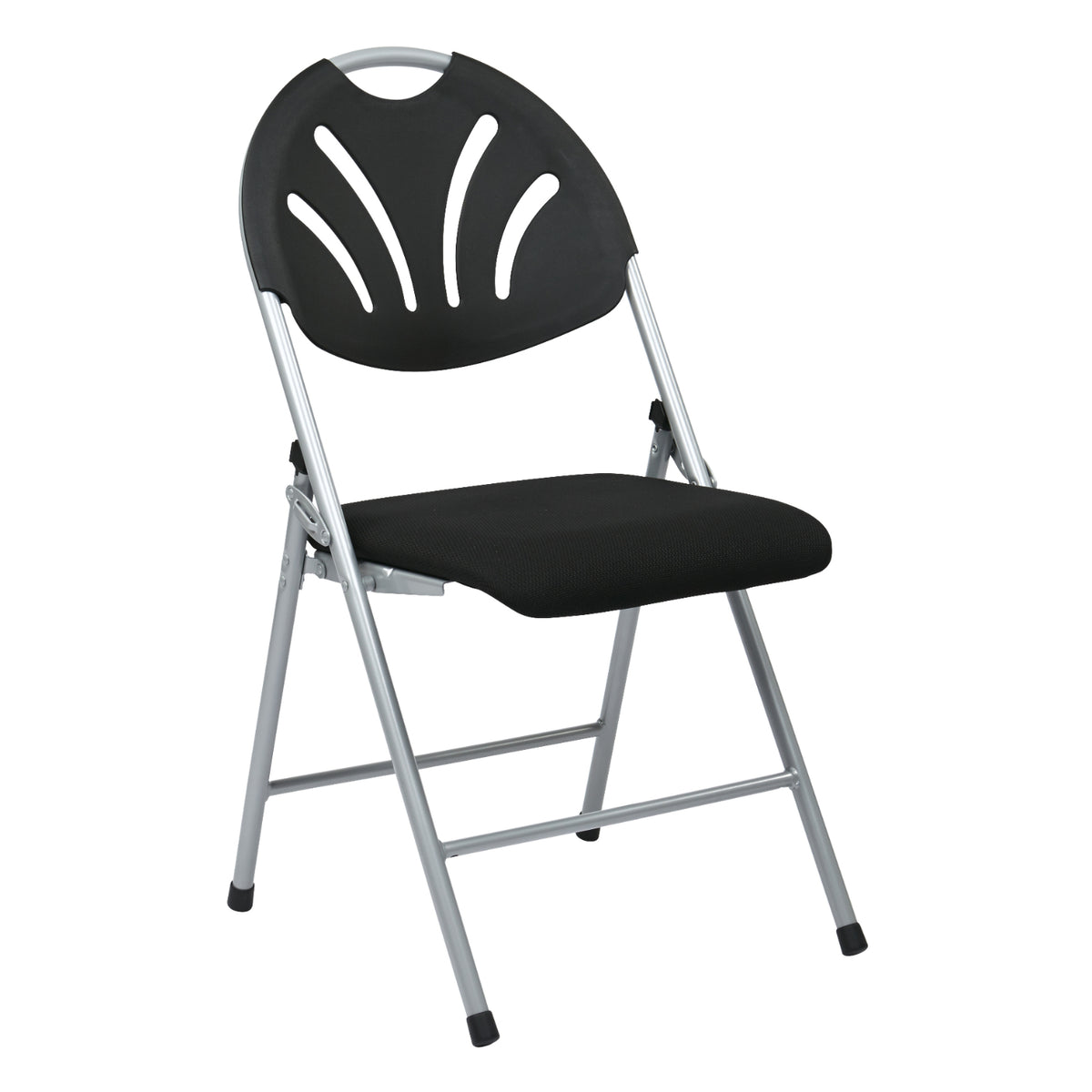 Folding Chair with Plastic Fan Back and Matching Fabric Seat, 4-Pack