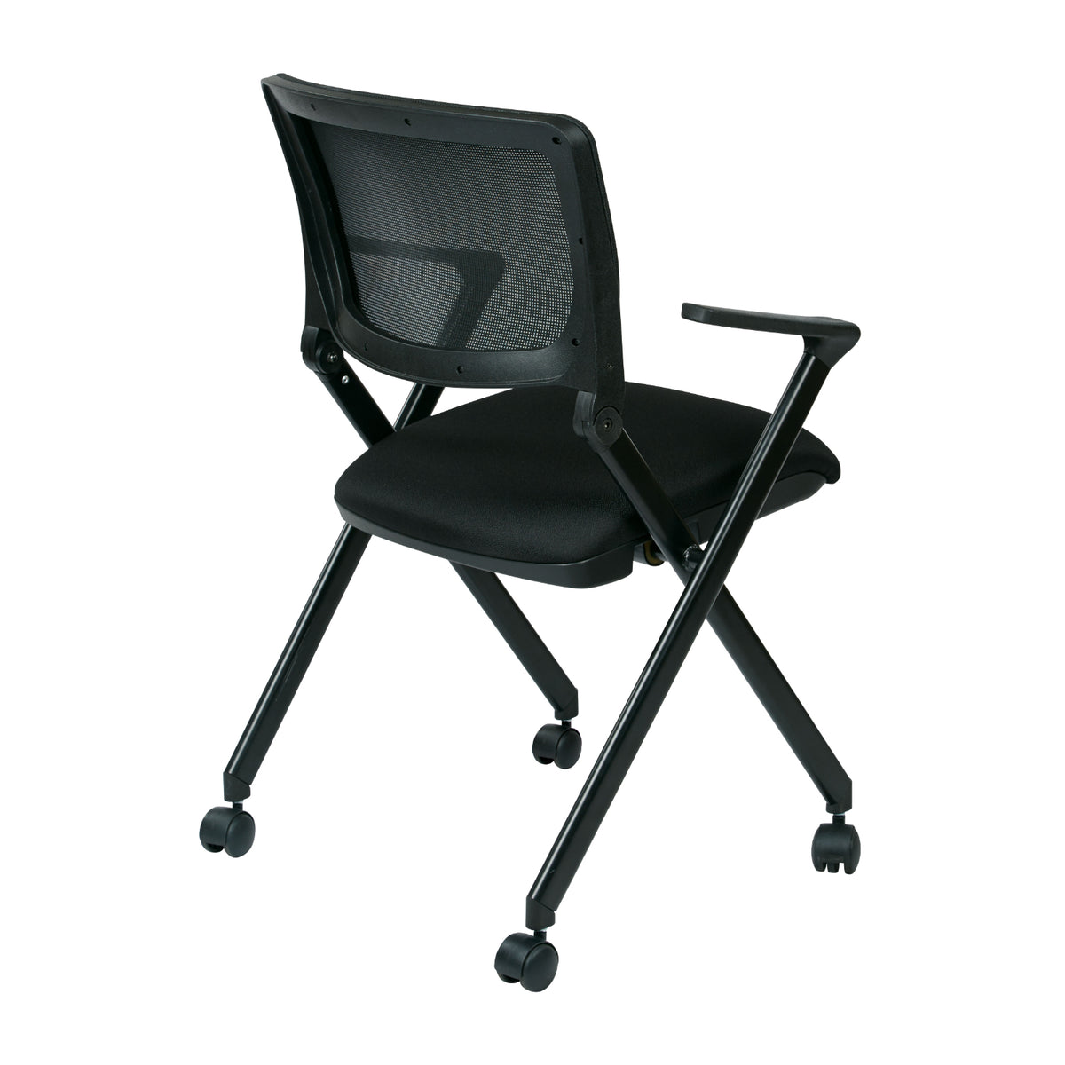 FlexBack Nesting Chair with Breathable Mesh Back and Black Fabric Seat in Black EPD Finish Frame, 2-Pack