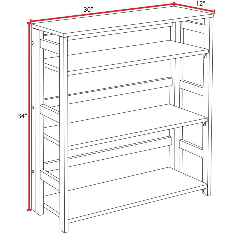 Flip Flop 3-Shelf Folding Bookcase, 30" W x 12" D x 34" H