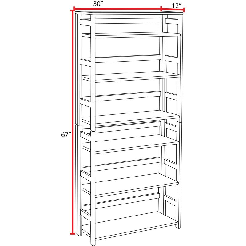 Flip Flop 6-Shelf Folding Bookcase, 30" W x 12" D x 67" H