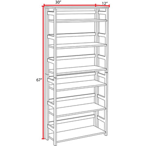 Flip Flop 6-Shelf Folding Bookcase, 30" W x 12" D x 67" H