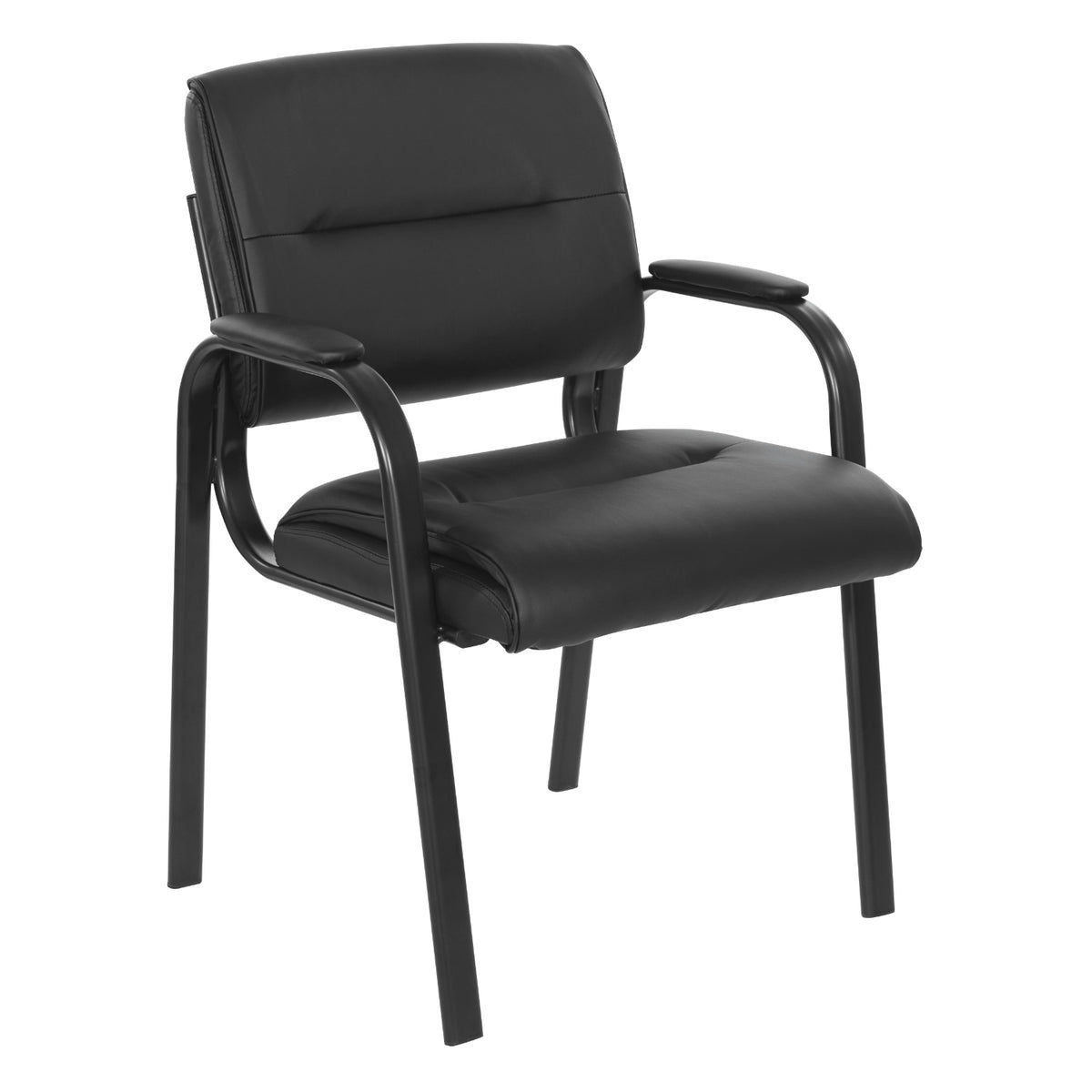 Padded Seat and Back Faux Leather Visitor’s Chair with Black Finish Frame