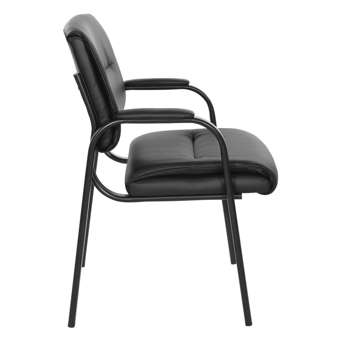 Padded Seat and Back Faux Leather Visitor’s Chair with Black Finish Frame