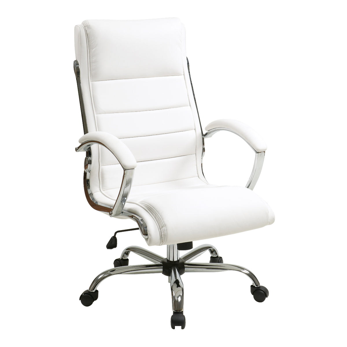 Executive Faux Leather Chair with Padded Arms and Chrome Finish Base
