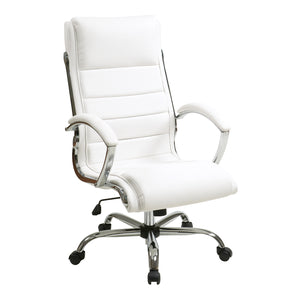 Executive Faux Leather Chair with Padded Arms and Chrome Finish Base