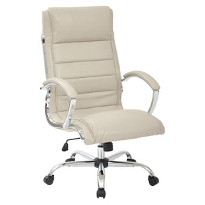 Executive Faux Leather Chair with Padded Arms and Chrome Finish Base