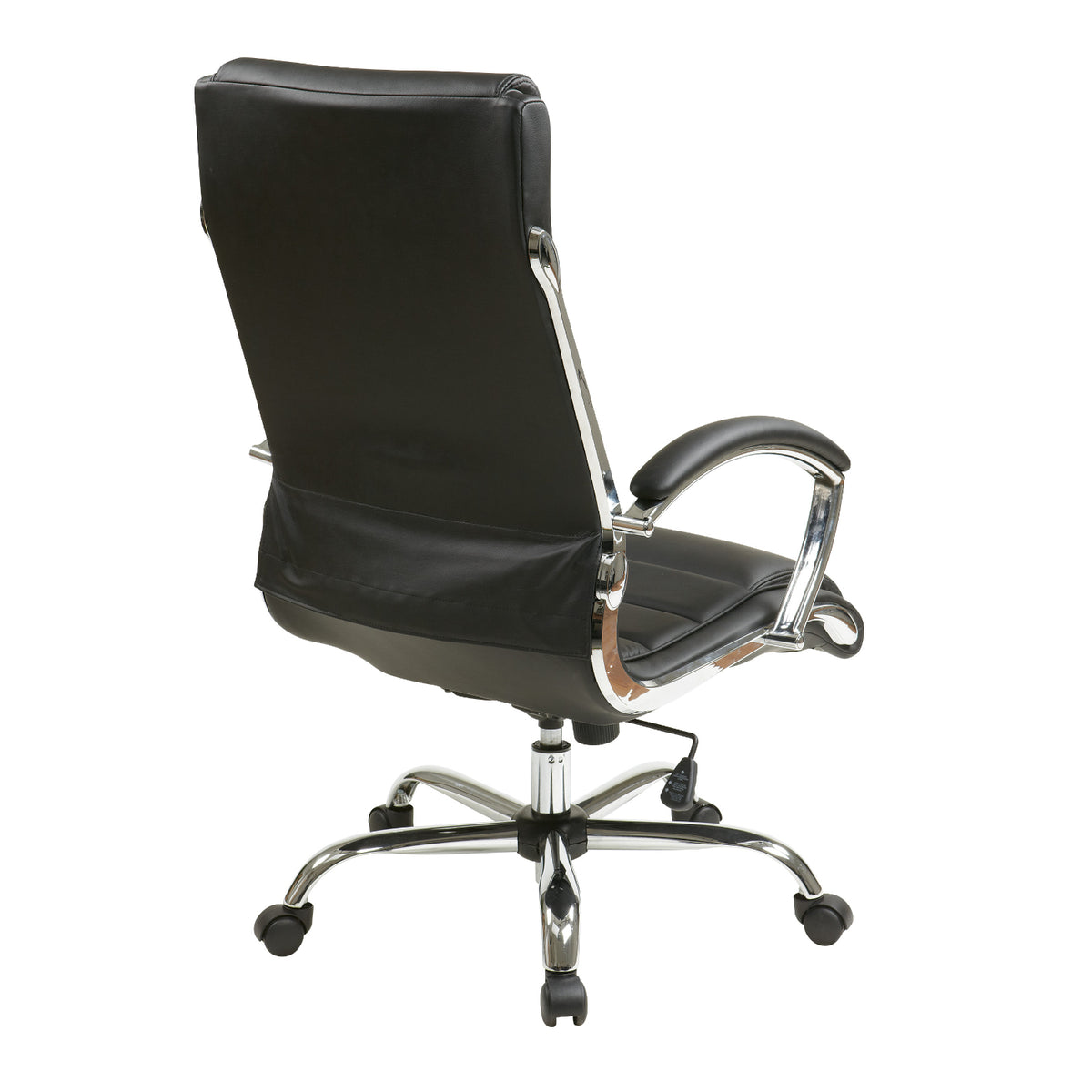 Executive Faux Leather Chair with Padded Arms and Chrome Finish Base