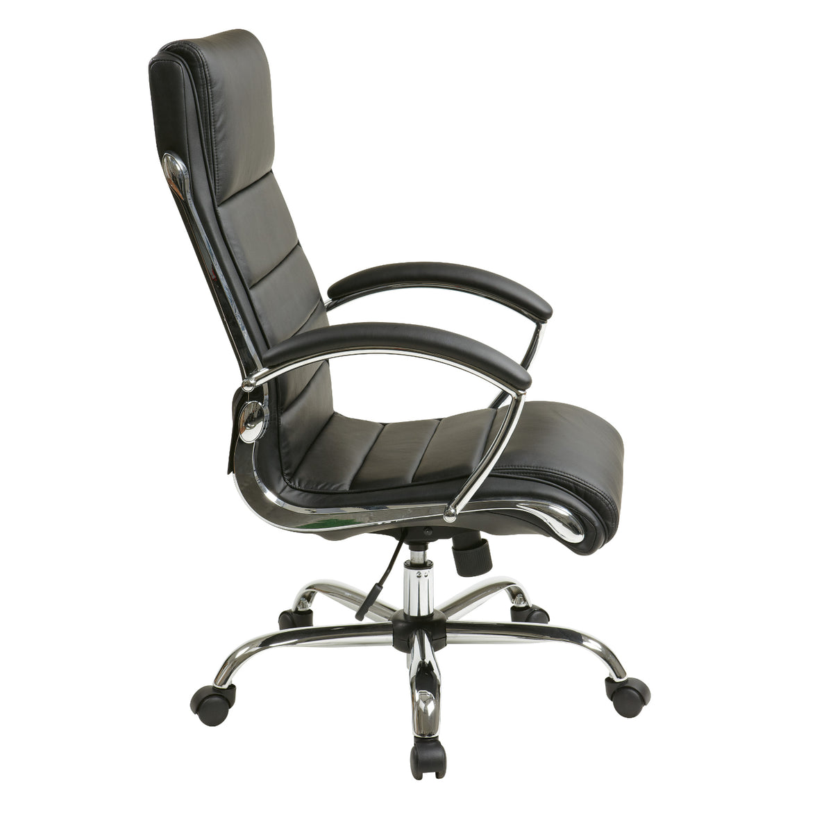 Executive Faux Leather Chair with Padded Arms and Chrome Finish Base