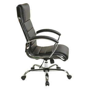 Executive Faux Leather Chair with Padded Arms and Chrome Finish Base