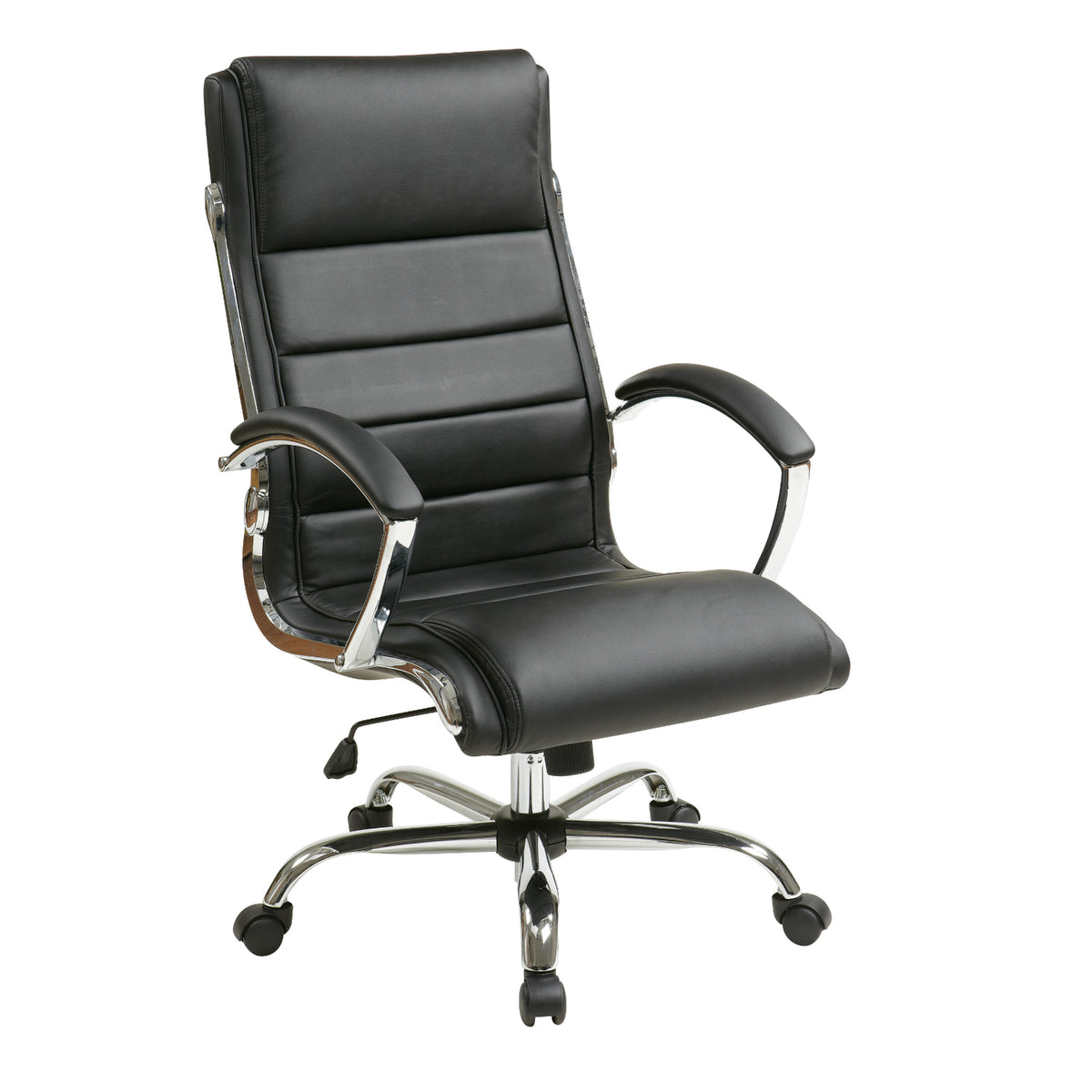 Executive Faux Leather Chair with Padded Arms and Chrome Finish Base