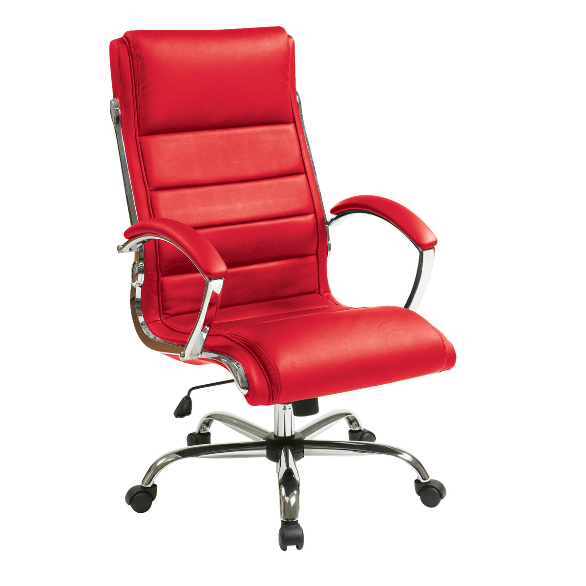 Executive Faux Leather Chair with Padded Arms and Chrome Finish Base
