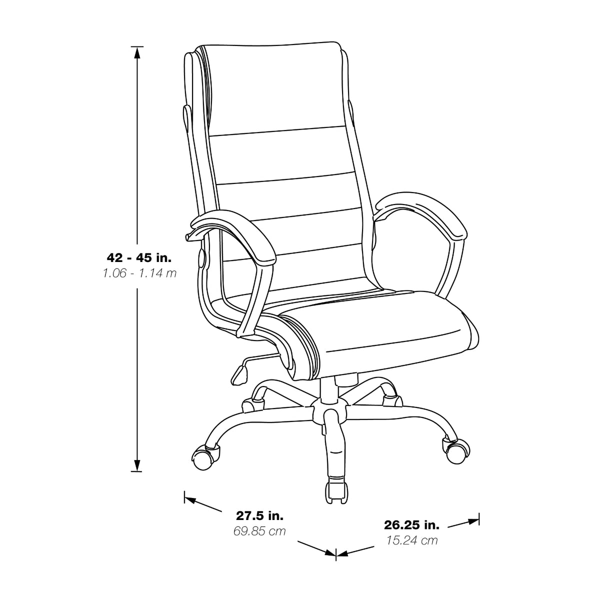 Executive Faux Leather Chair with Padded Arms and Chrome Finish Base