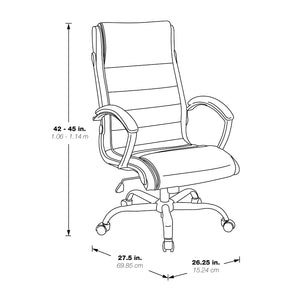 Executive Faux Leather Chair with Padded Arms and Chrome Finish Base