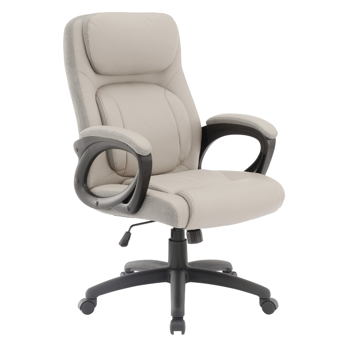 Faux Leather Manager’s Chair with Padded Arms and Black Nylon Base
