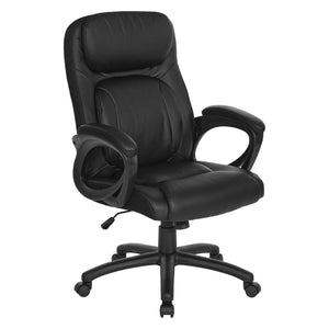 Faux Leather Manager’s Chair with Padded Arms and Black Nylon Base
