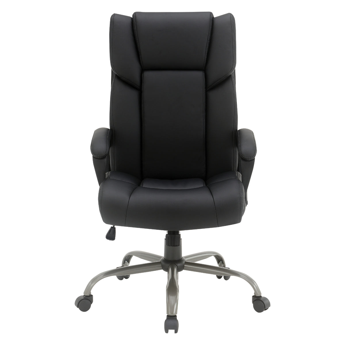 High-Back Faux Leather Executive Chair with Padded Arms and Titanium Metal Base