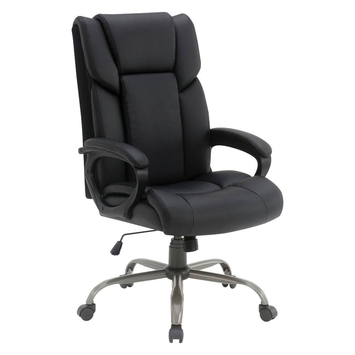 High-Back Faux Leather Executive Chair with Padded Arms and Titanium Metal Base
