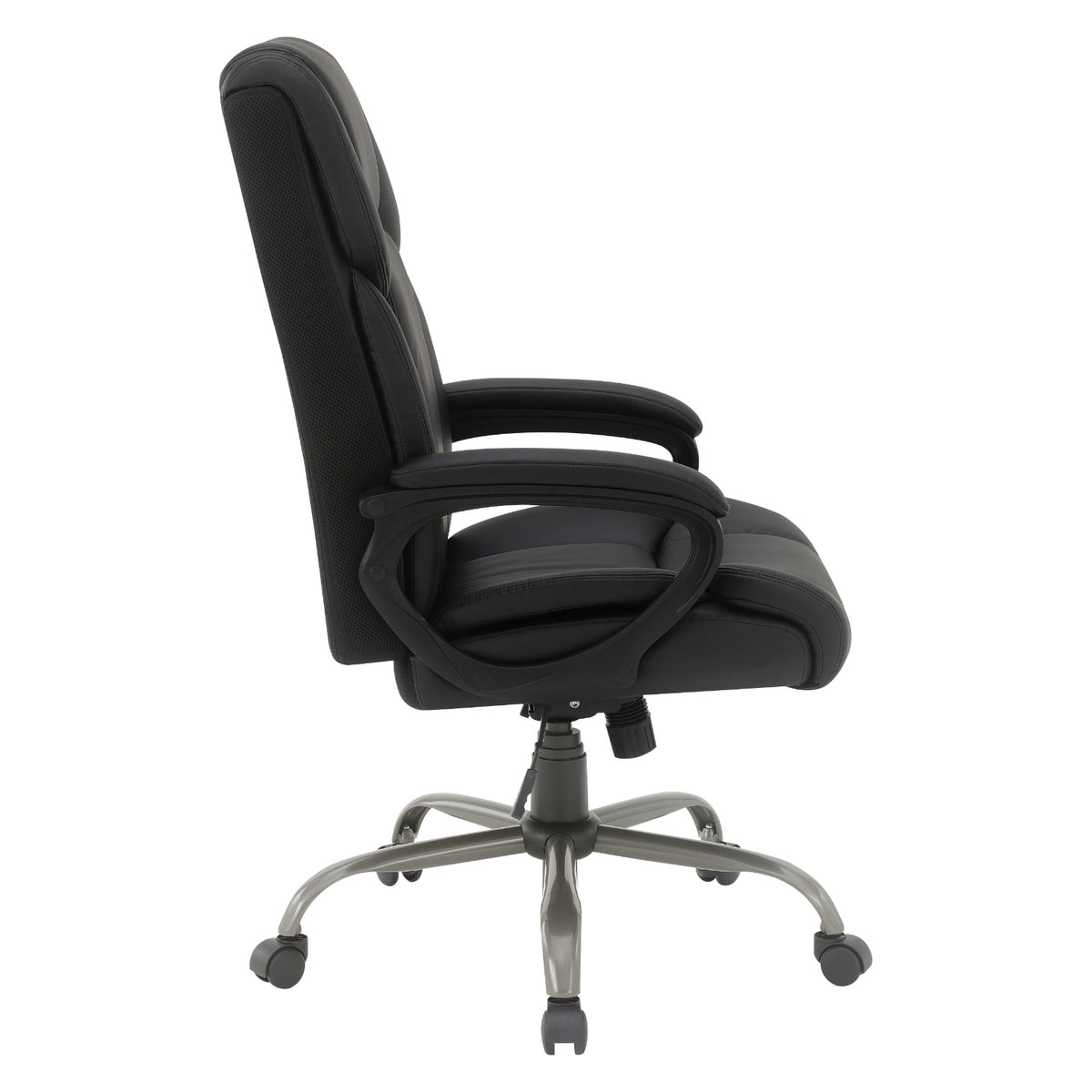 High-Back Faux Leather Executive Chair with Padded Arms and Titanium Metal Base