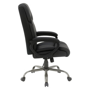 High-Back Faux Leather Executive Chair with Padded Arms and Titanium Metal Base