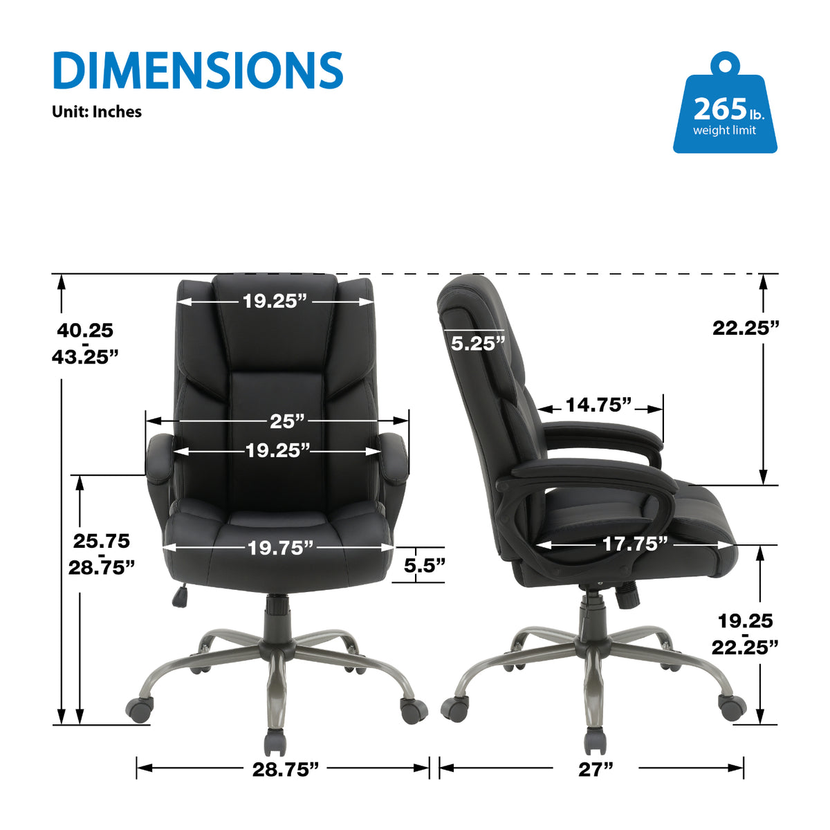 Mid-Back Faux Leather Executive Chair with Padded Arms and Titanium Metal Base