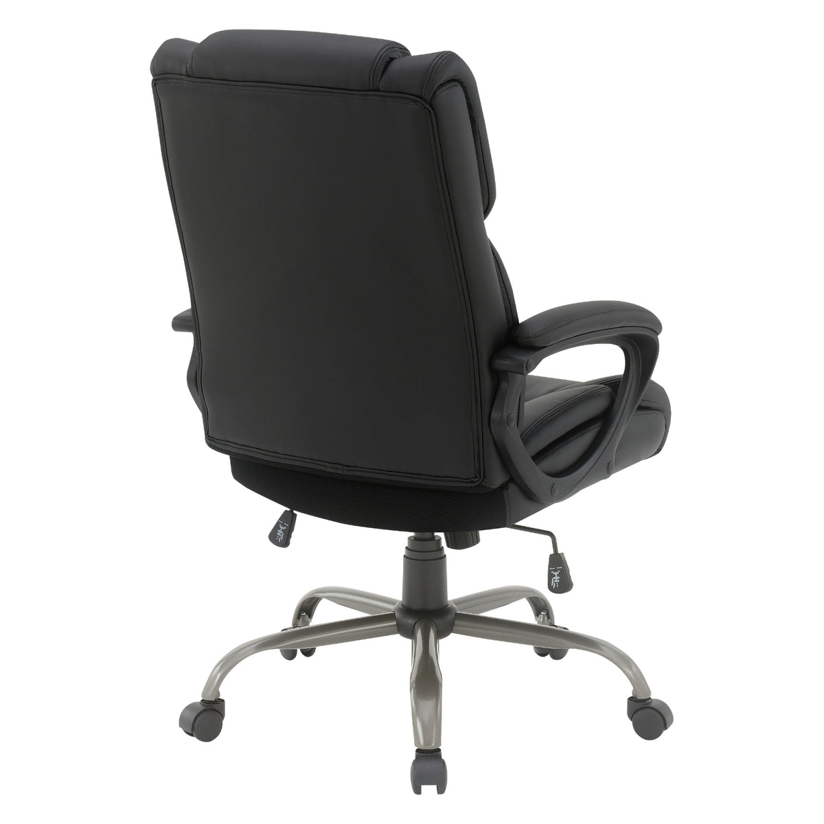 Mid-Back Faux Leather Executive Chair with Padded Arms and Titanium Metal Base