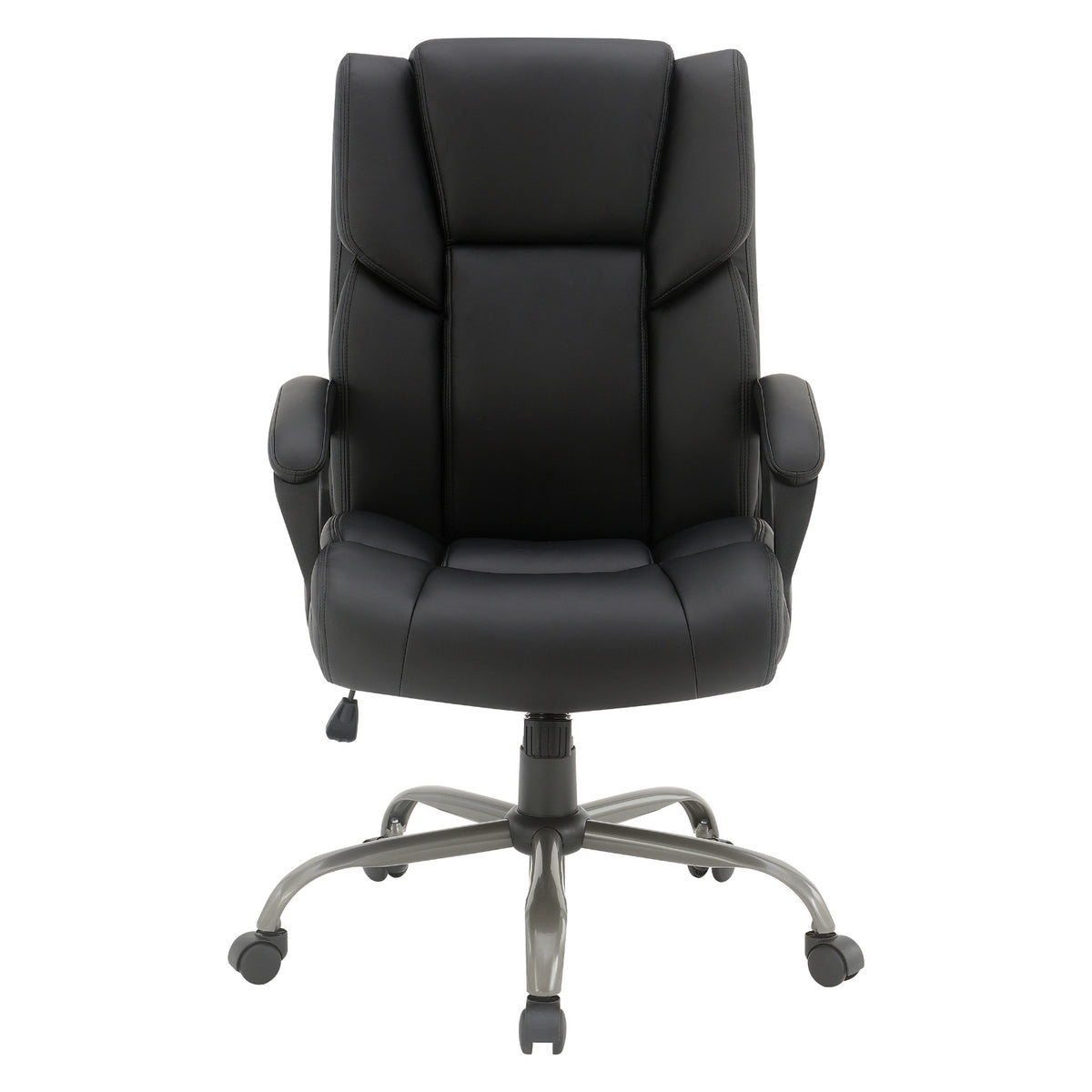 Mid-Back Faux Leather Executive Chair with Padded Arms and Titanium Metal Base