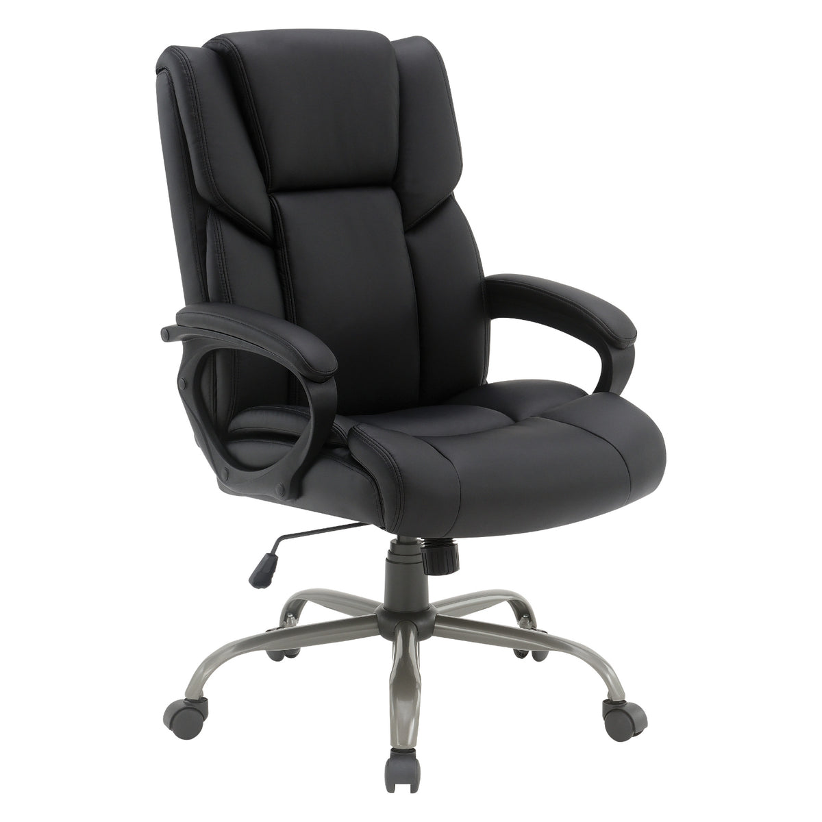 Mid-Back Faux Leather Executive Chair with Padded Arms and Titanium Metal Base