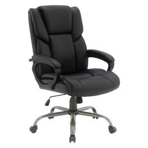 Mid-Back Faux Leather Executive Chair with Padded Arms and Titanium Metal Base