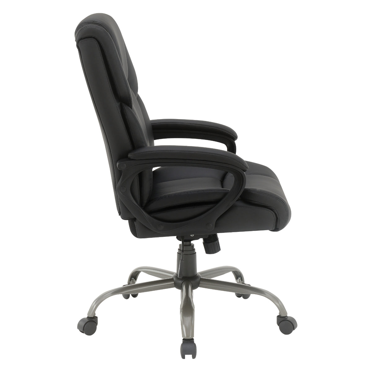 Mid-Back Faux Leather Executive Chair with Padded Arms and Titanium Metal Base