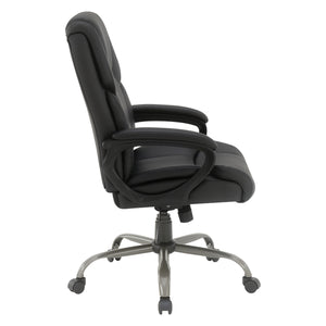 Mid-Back Faux Leather Executive Chair with Padded Arms and Titanium Metal Base