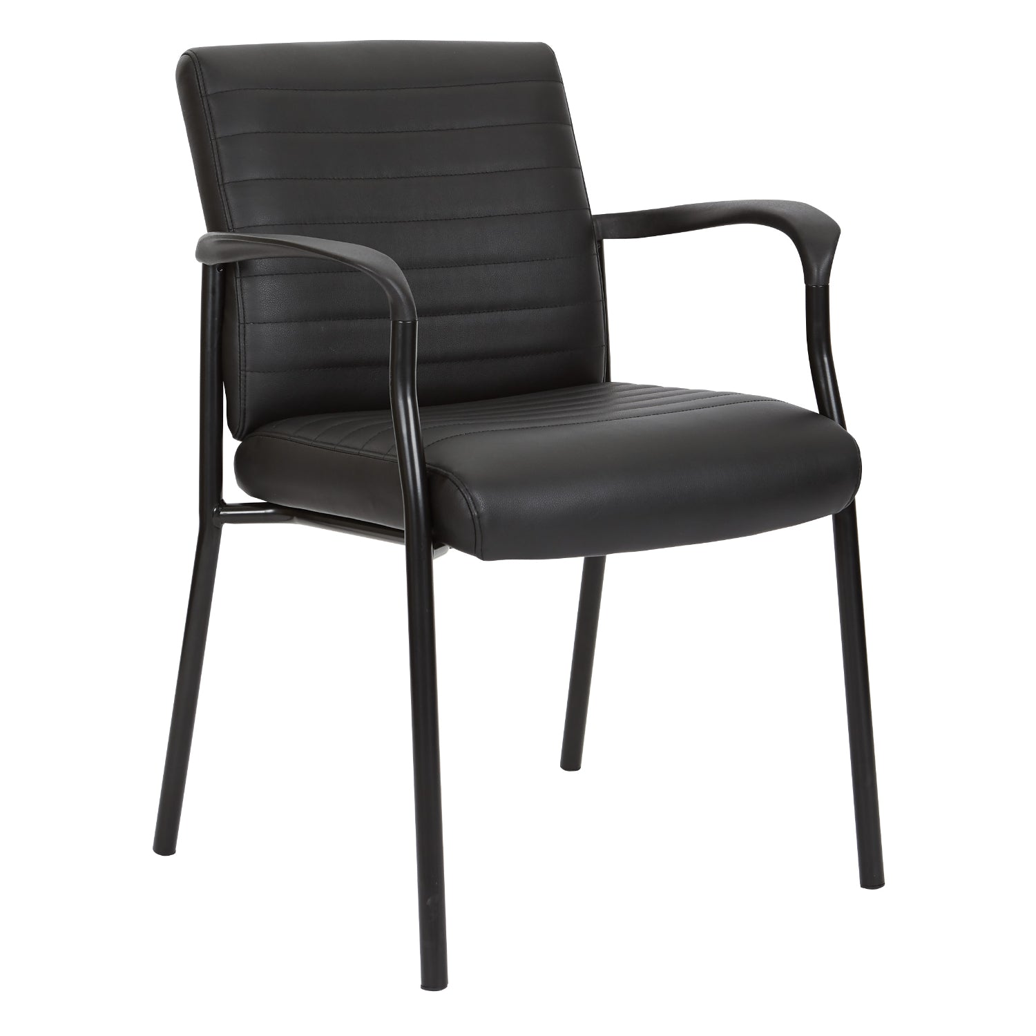 Low-Back Faux Leather Guest Chair with Black Finish Frame