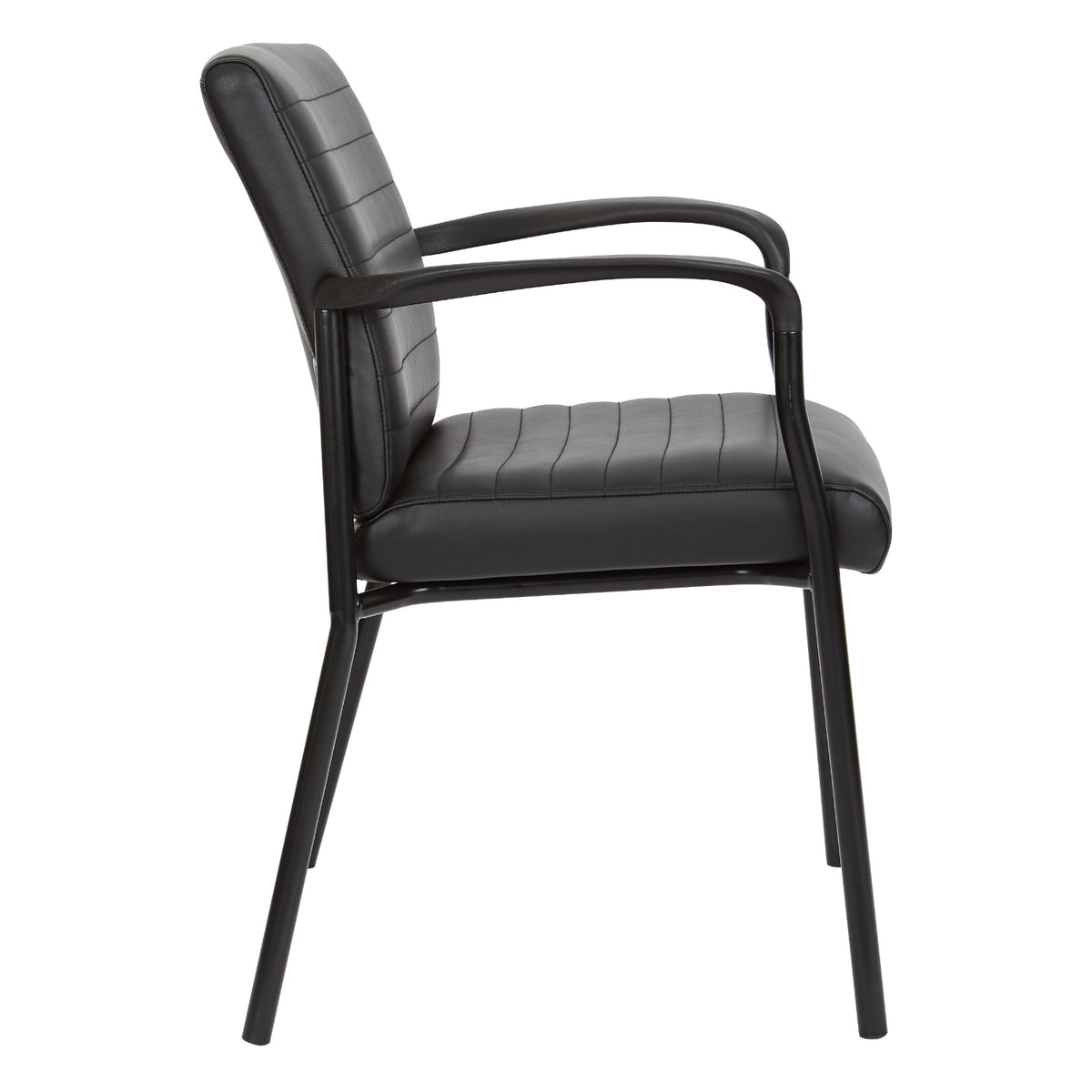 Low-Back Faux Leather Guest Chair with Black Finish Frame