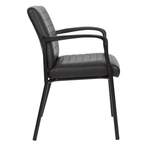 Low-Back Faux Leather Guest Chair with Black Finish Frame