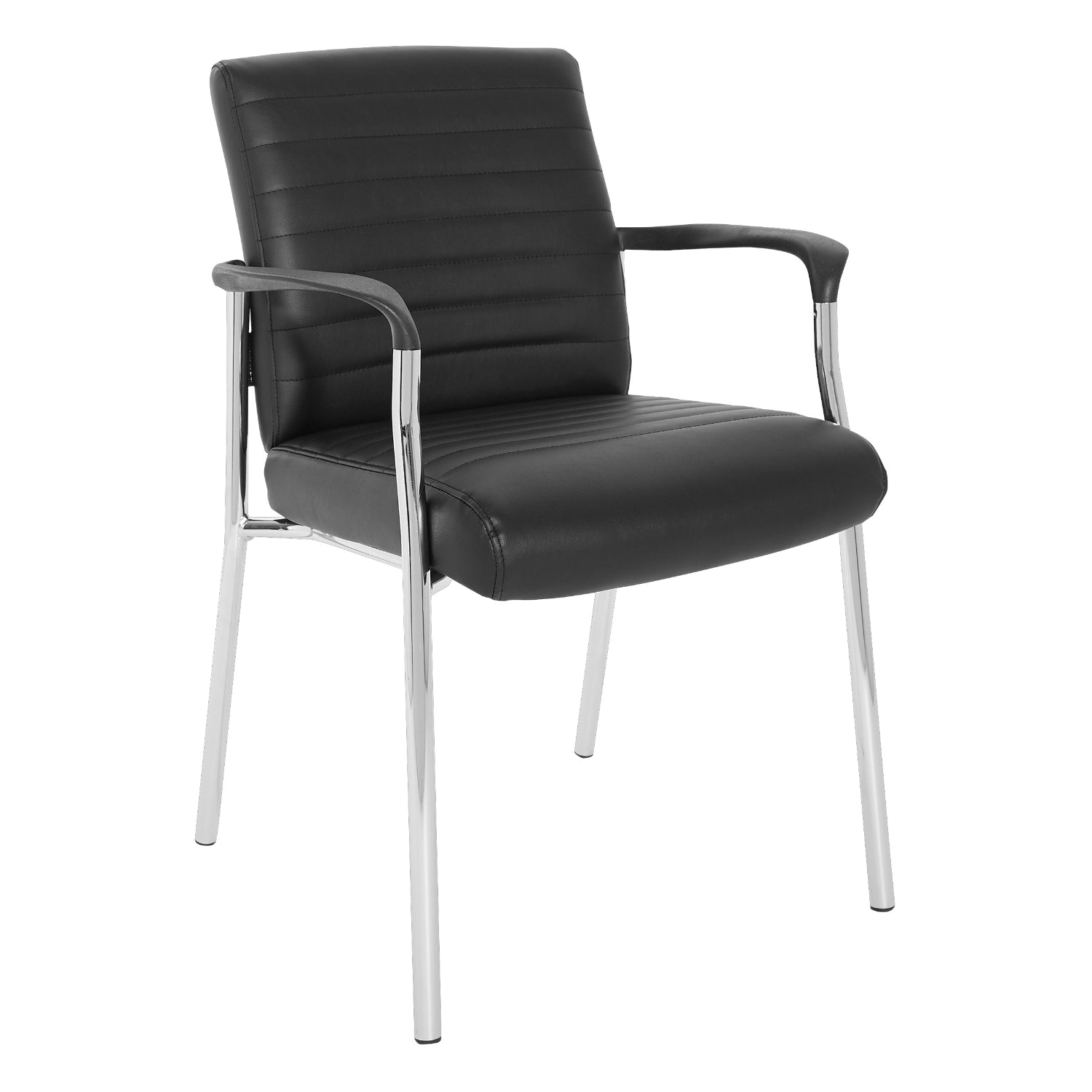 Low-Back Faux Leather Guest Chair with Chrome Finish Frame