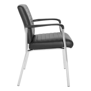 Low-Back Faux Leather Guest Chair with Chrome Finish Frame