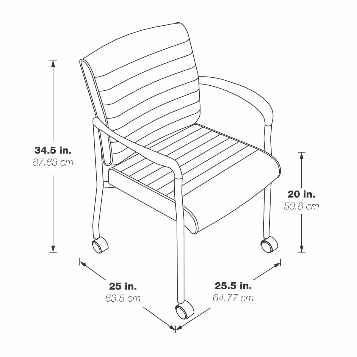 Low-Back Faux Leather Guest Chair with Casters, Chrome Finish Frame