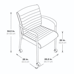 Low-Back Faux Leather Guest Chair with Casters, Chrome Finish Frame