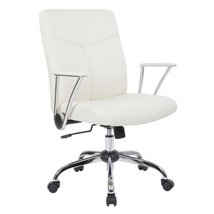 Faux Leather Chair with Padded Flip Arms and Chrome Finish Base