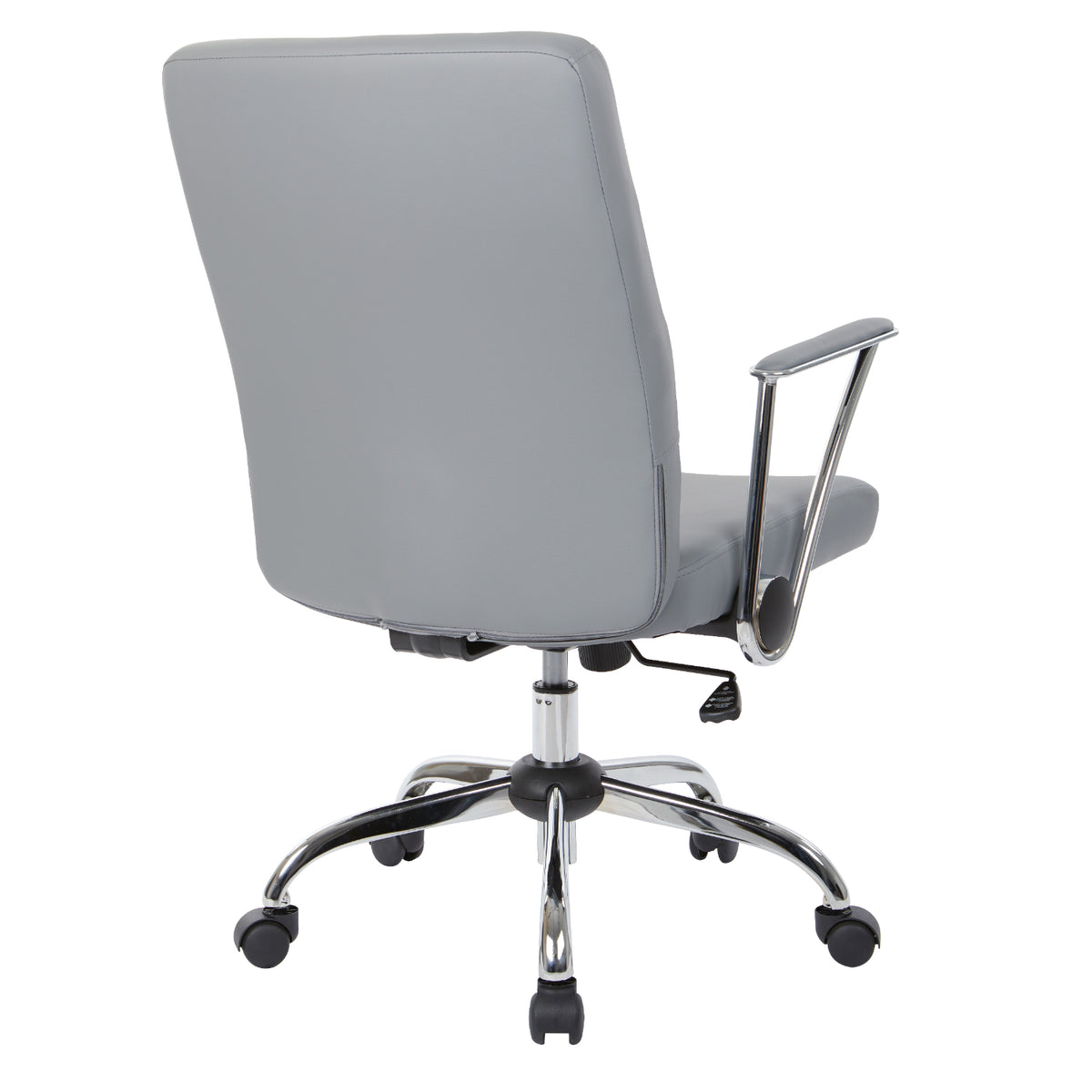 Faux Leather Chair with Padded Flip Arms and Chrome Finish Base