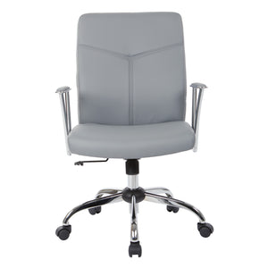 Faux Leather Chair with Padded Flip Arms and Chrome Finish Base