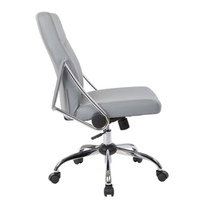 Faux Leather Chair with Padded Flip Arms and Chrome Finish Base