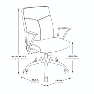 Faux Leather Chair with Padded Flip Arms and Chrome Finish Base