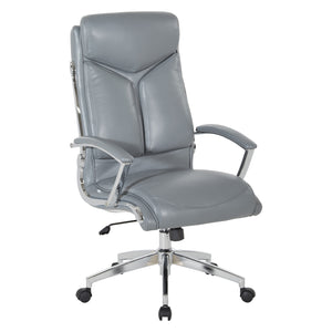 Executive Faux Leather High-Back Chair with Padded Arms and Chrome Finish Base