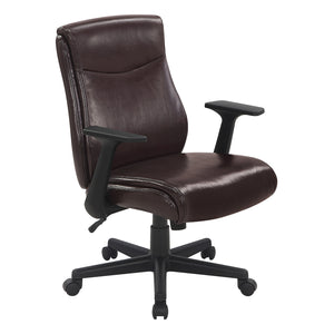 Mid-Back Faux Leather Manager’s Chair with Flip Up Arms and Nylon Base