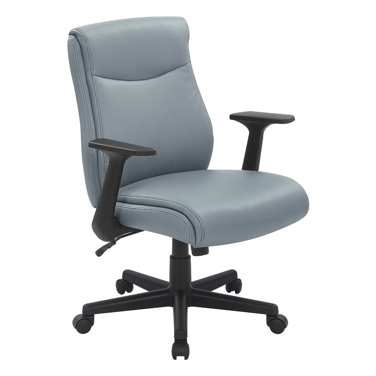 Mid-Back Faux Leather Manager’s Chair with Flip Up Arms and Nylon Base