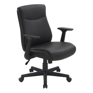 Mid-Back Faux Leather Manager’s Chair with Flip Up Arms and Nylon Base