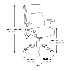 Mid-Back Faux Leather Manager’s Chair with Flip Up Arms and Nylon Base