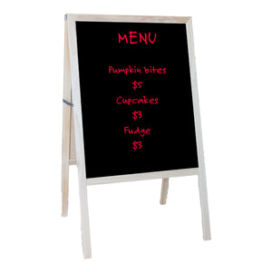 Flipside Products Marquee Easel, 42"H x 24"W, White Dry Erase/Black Dry Erase, Natural Finish