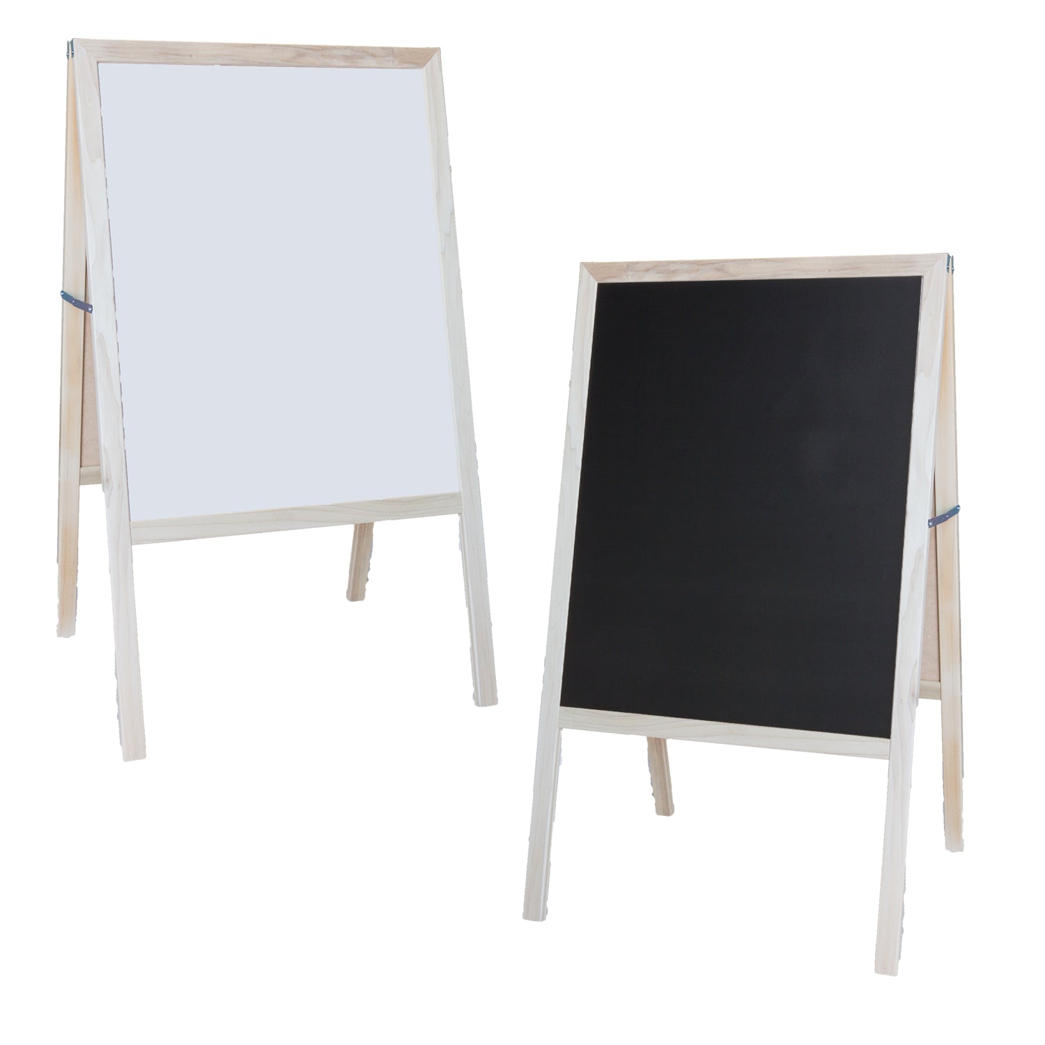 Flipside Products Marquee Easel, 42"H x 24"W, White Dry Erase/Black Chalkboard, Natural Finish