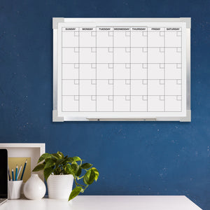 Flipside Products Aluminum Framed Magnetic Dry Erase Calendar Board, 18" x 24"